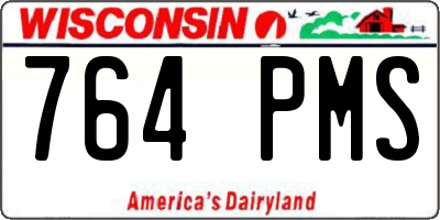 WI license plate 764PMS