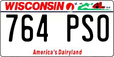 WI license plate 764PSO