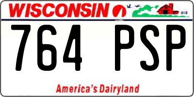 WI license plate 764PSP