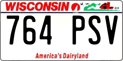 WI license plate 764PSV