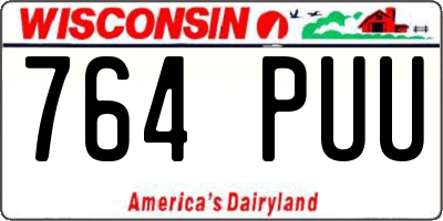 WI license plate 764PUU