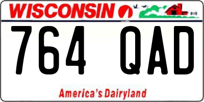 WI license plate 764QAD