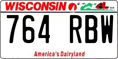 WI license plate 764RBW