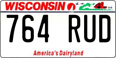 WI license plate 764RUD