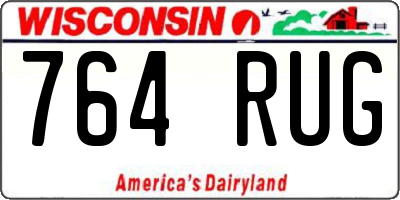 WI license plate 764RUG