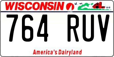 WI license plate 764RUV
