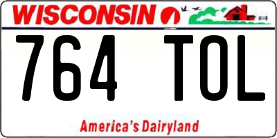 WI license plate 764TOL