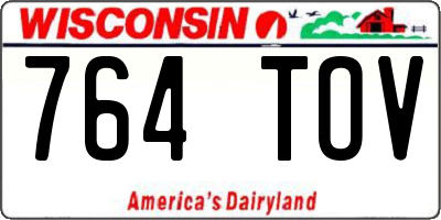 WI license plate 764TOV