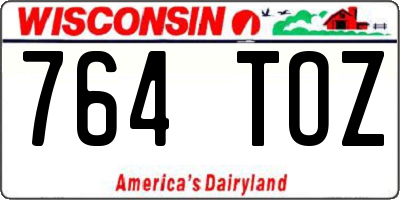 WI license plate 764TOZ