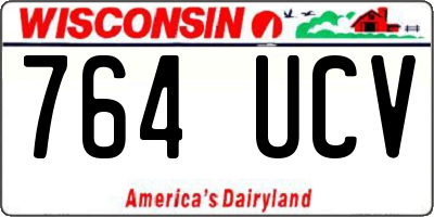 WI license plate 764UCV