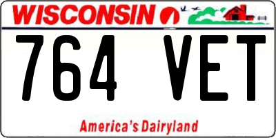 WI license plate 764VET