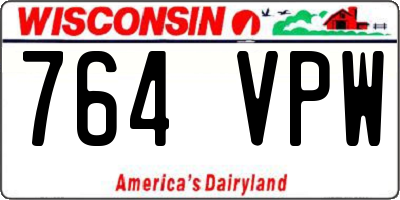 WI license plate 764VPW