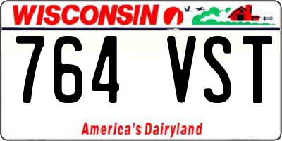 WI license plate 764VST