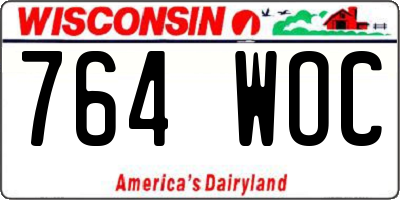 WI license plate 764WOC