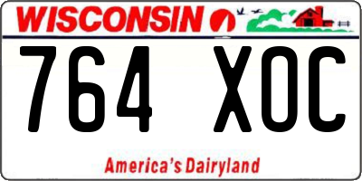 WI license plate 764XOC
