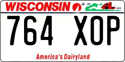 WI license plate 764XOP