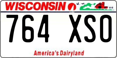 WI license plate 764XSO