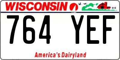 WI license plate 764YEF