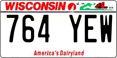 WI license plate 764YEW