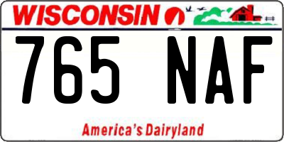 WI license plate 765NAF