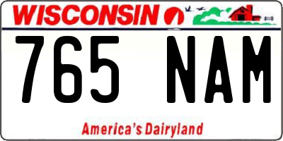 WI license plate 765NAM