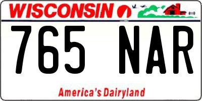 WI license plate 765NAR