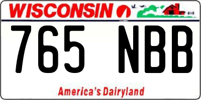WI license plate 765NBB