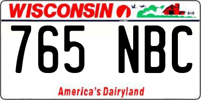 WI license plate 765NBC