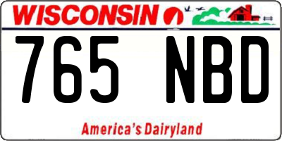 WI license plate 765NBD