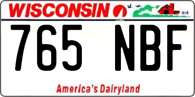 WI license plate 765NBF