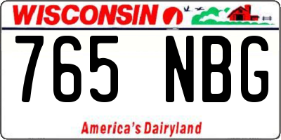 WI license plate 765NBG