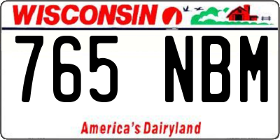 WI license plate 765NBM