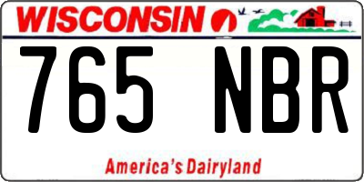 WI license plate 765NBR