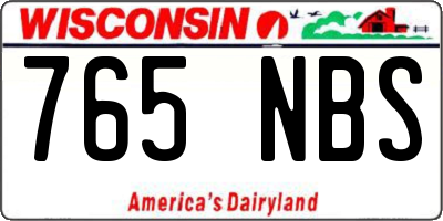 WI license plate 765NBS