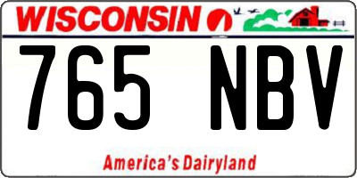 WI license plate 765NBV