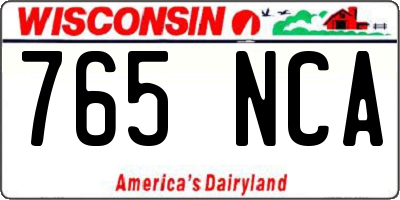 WI license plate 765NCA