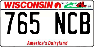 WI license plate 765NCB