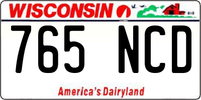 WI license plate 765NCD