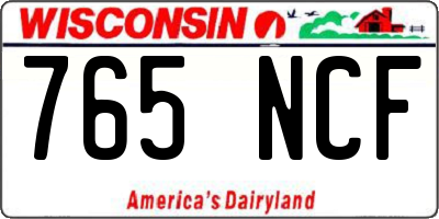 WI license plate 765NCF