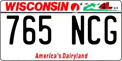 WI license plate 765NCG