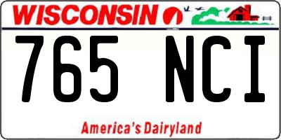 WI license plate 765NCI
