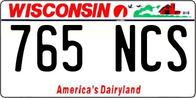 WI license plate 765NCS