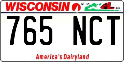 WI license plate 765NCT