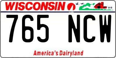 WI license plate 765NCW