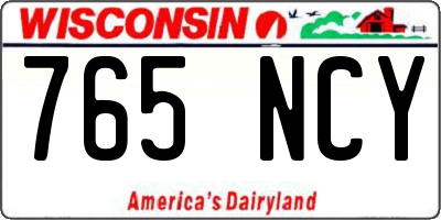 WI license plate 765NCY