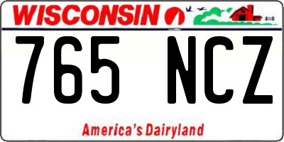 WI license plate 765NCZ