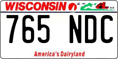 WI license plate 765NDC