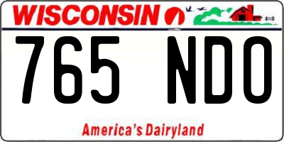 WI license plate 765NDO