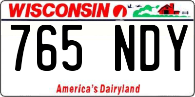 WI license plate 765NDY