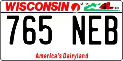 WI license plate 765NEB